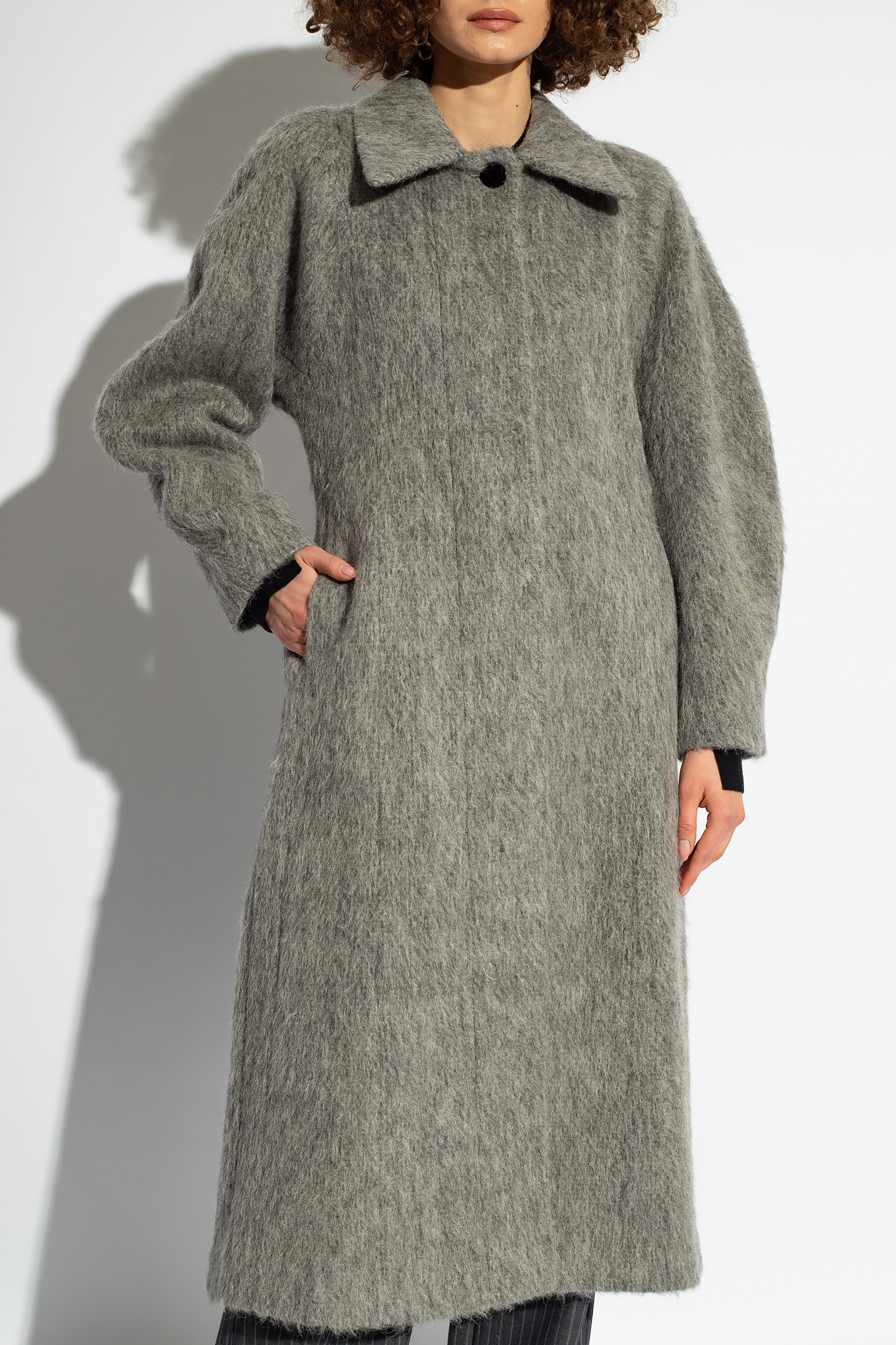 Ganni check wool on sale coat